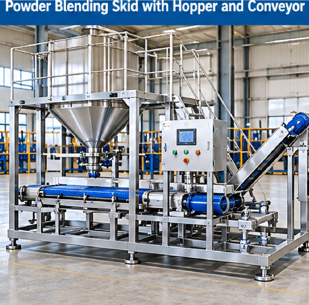 Powder Blending Skid with Hopper and Conveyor