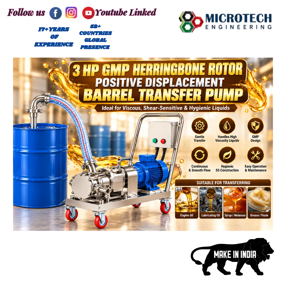 3 HP GMP Herringbone Rotor Positive Displacement Barrel Transfer Pump