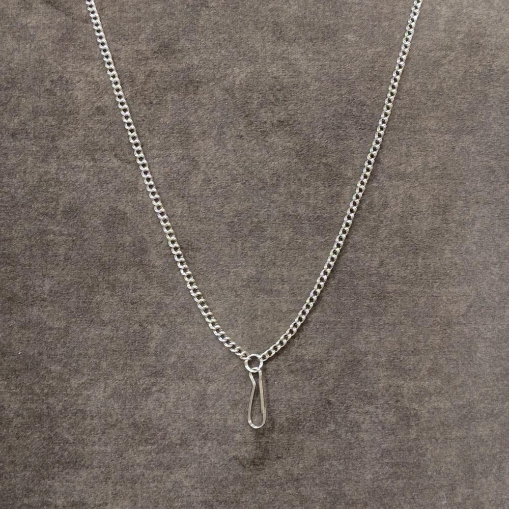 Metal Link Chain ID Card Lanyard Steel Color