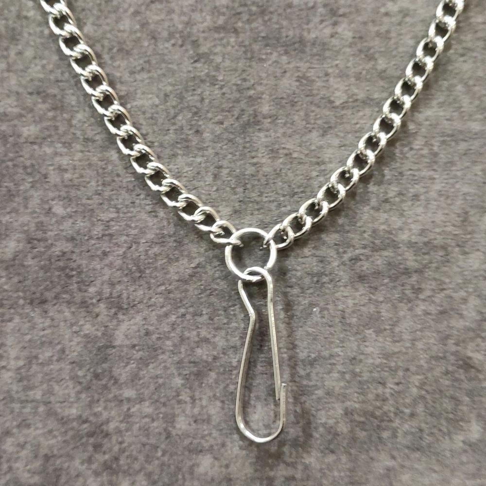 Metal Link Chain ID Card Lanyard Steel Color