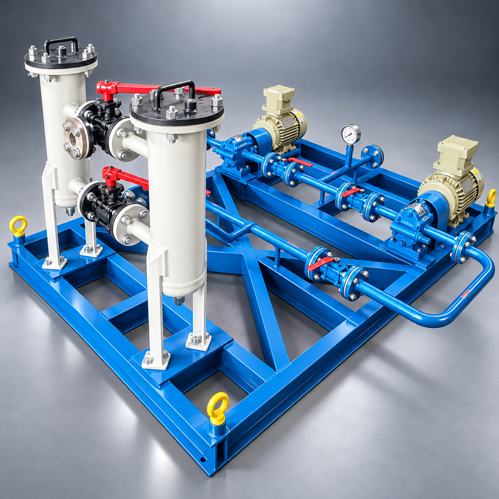 Skid Mounted Duplex Pumping System - Color: Blue And Yellow