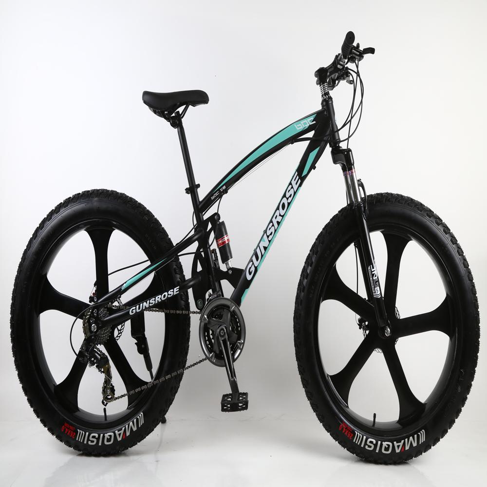 Overbearing fat tire bike 26 inch 21 speed double disc brake with dual suspension