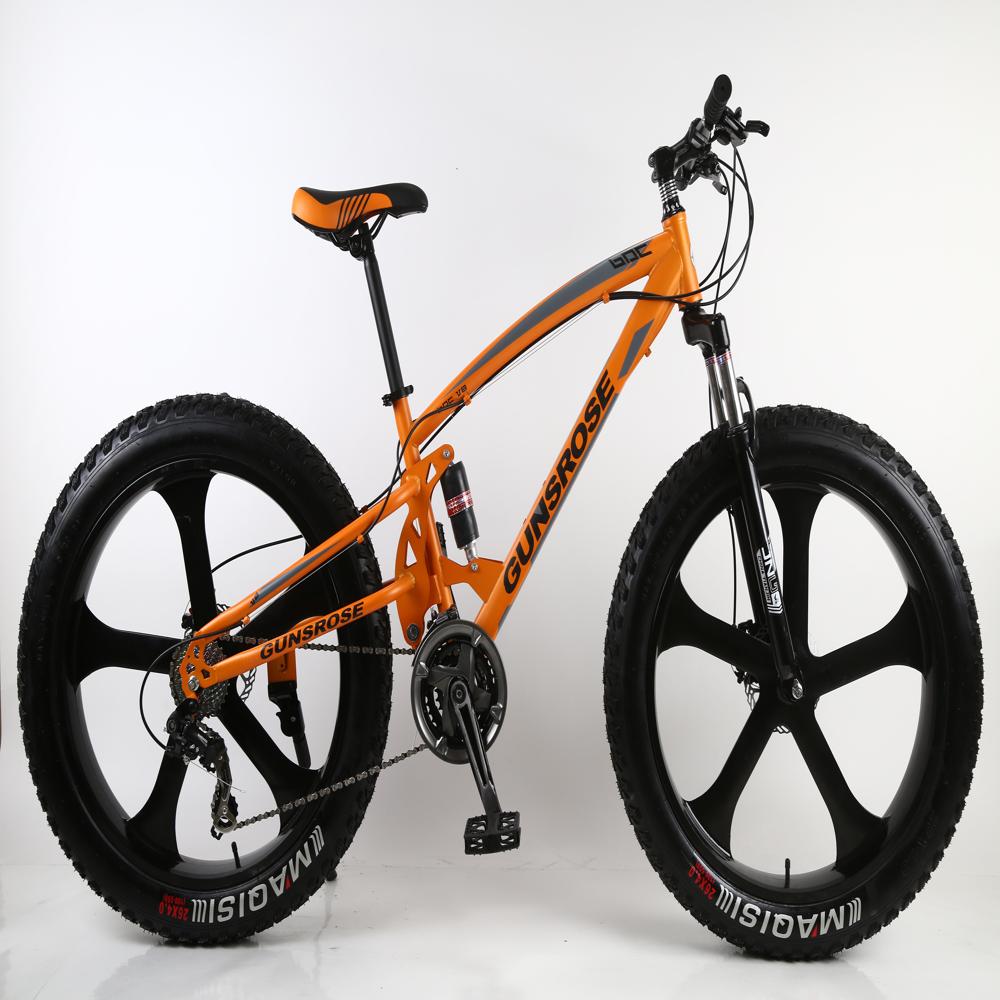Overbearing fat tire bike 26 inch 21 speed double disc brake with dual suspension