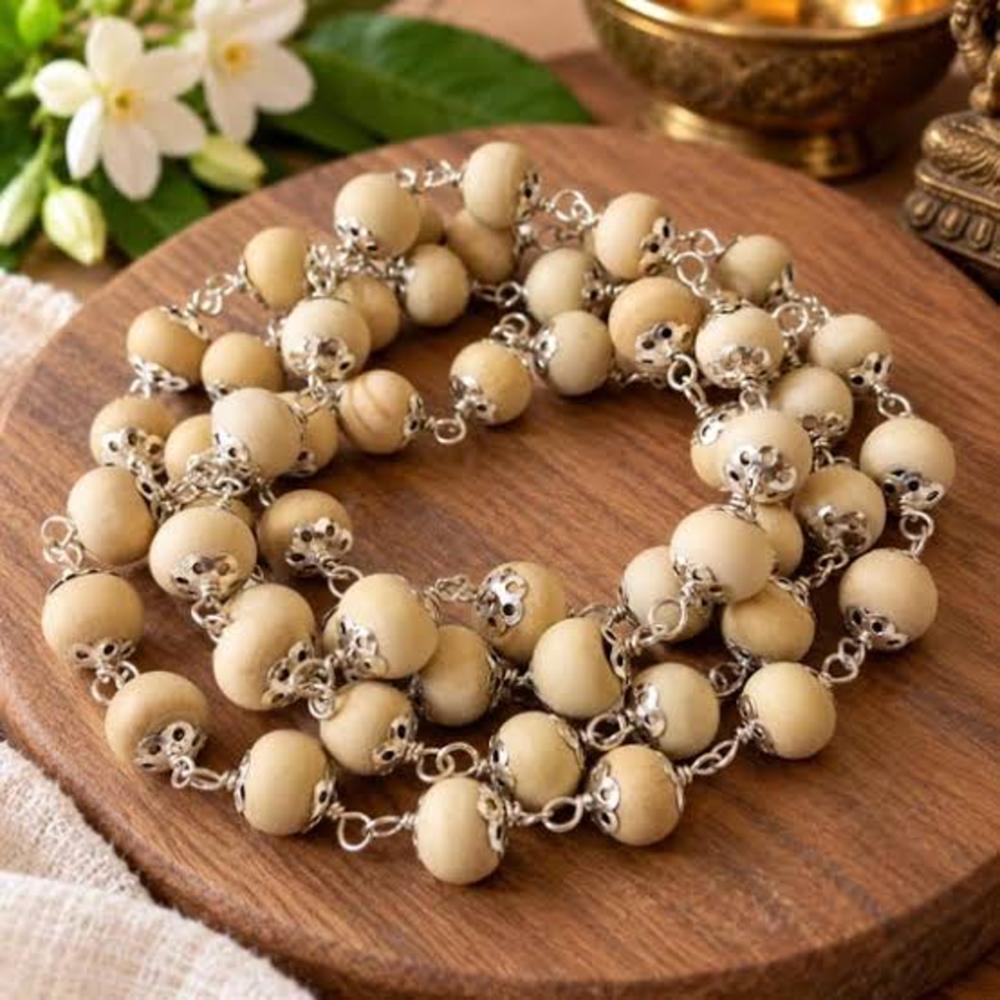Tulsi Cap Mala - Tulsi Wood, Various Sizes, Traditional Black Color | Durable Design For Hinduism-themed Rituals, Elegant Polished Finish