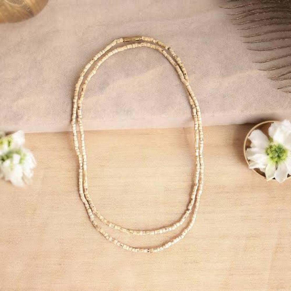Tulsi Kanthi Mala - Wood Material, Various Sizes , Cream Color, Polished Finish, Religious Style For Prayer And Meditation