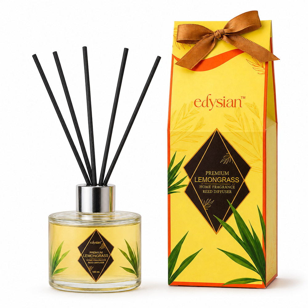 Glass Reed Diffuser Gift Set (Lemongrass, 100 Ml) - Odour: Lemongrass