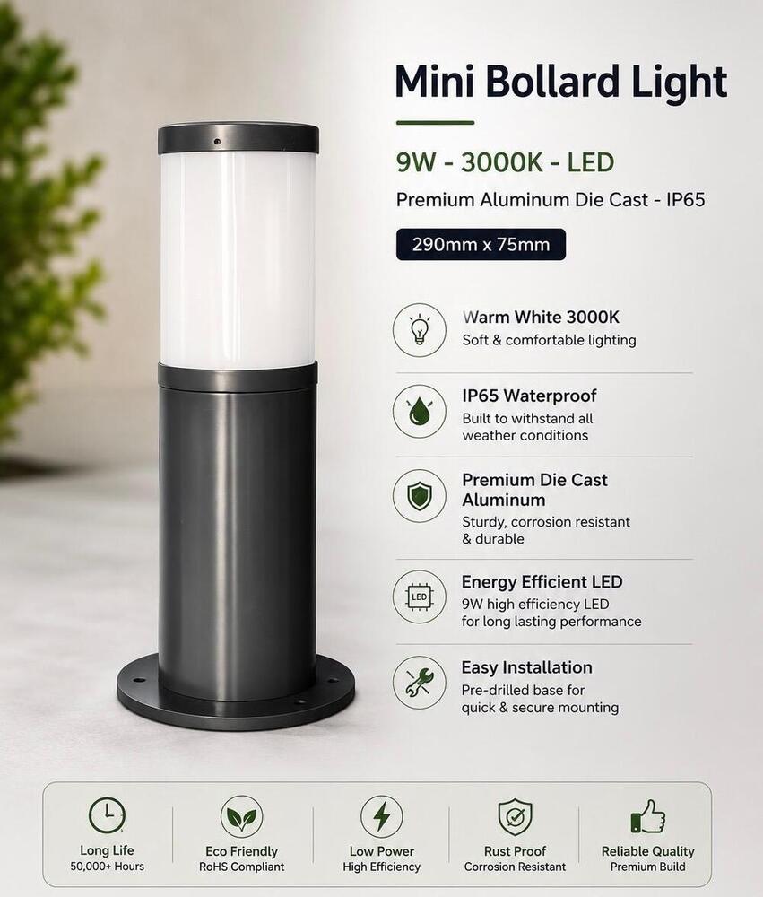 Led Round Bollard Light - Application: Outdoor