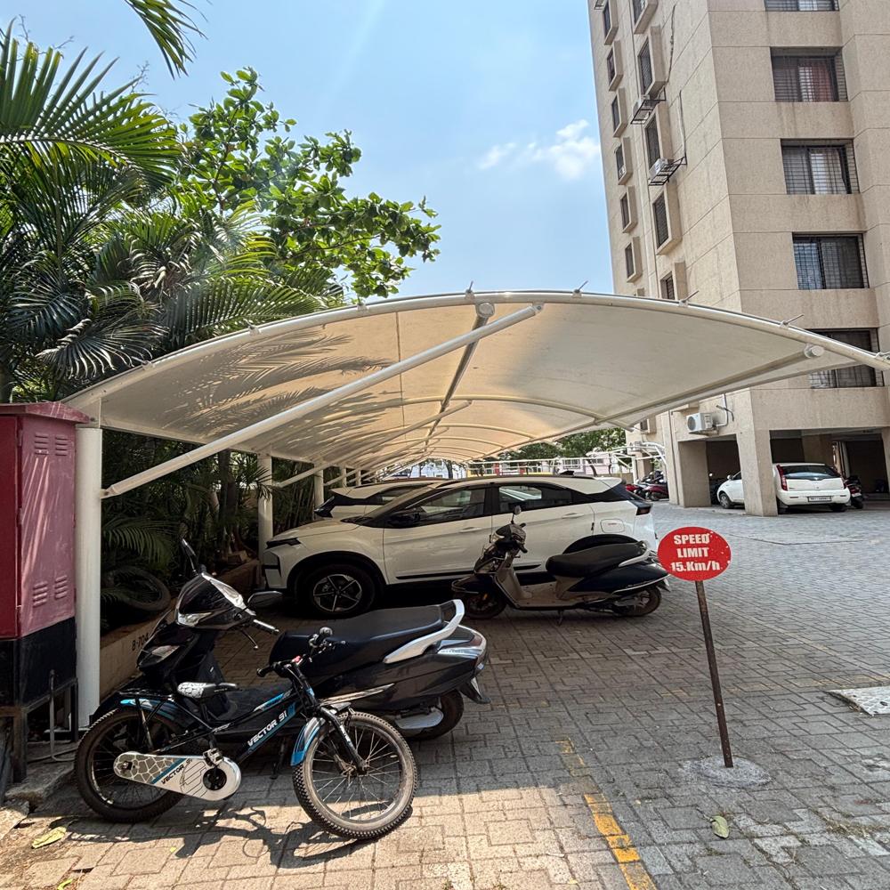 Stadium Tensile Structures - Pvc Material, Metal Supported, Waterproof Design | Plain White Color, Sleek Style For Commercial Applications
