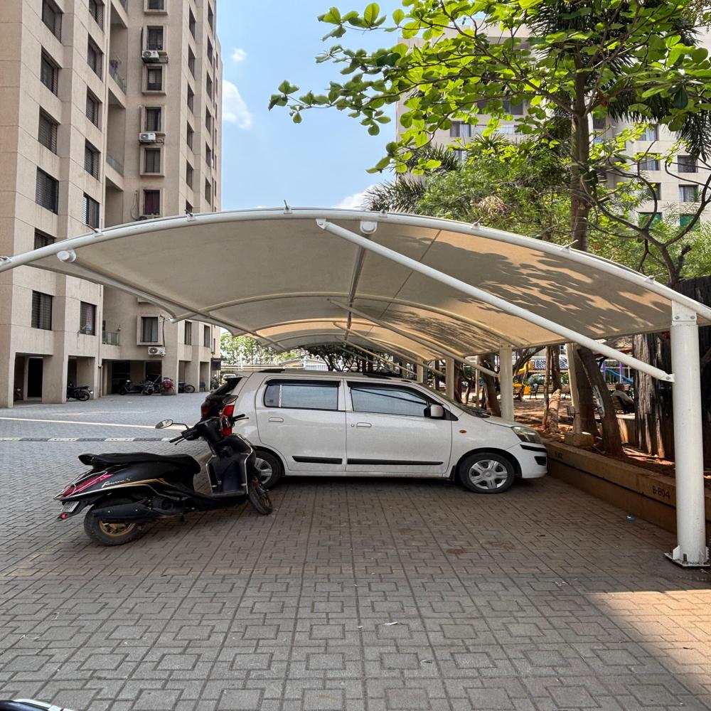 Stadium Tensile Structures - Pvc Material, Metal Supported, Waterproof Design | Plain White Color, Sleek Style For Commercial Applications