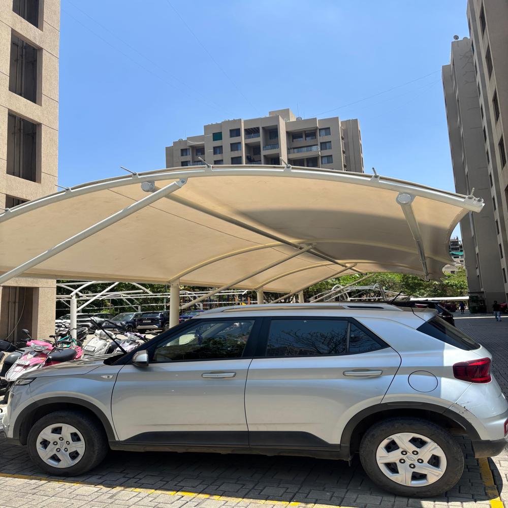 Stadium Tensile Structures - Pvc Material, Metal Supported, Waterproof Design | Plain White Color, Sleek Style For Commercial Applications
