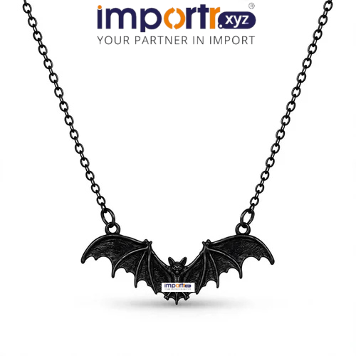 European American Punk Black Bat Pendant Necklace - Material: Alloy / Metal