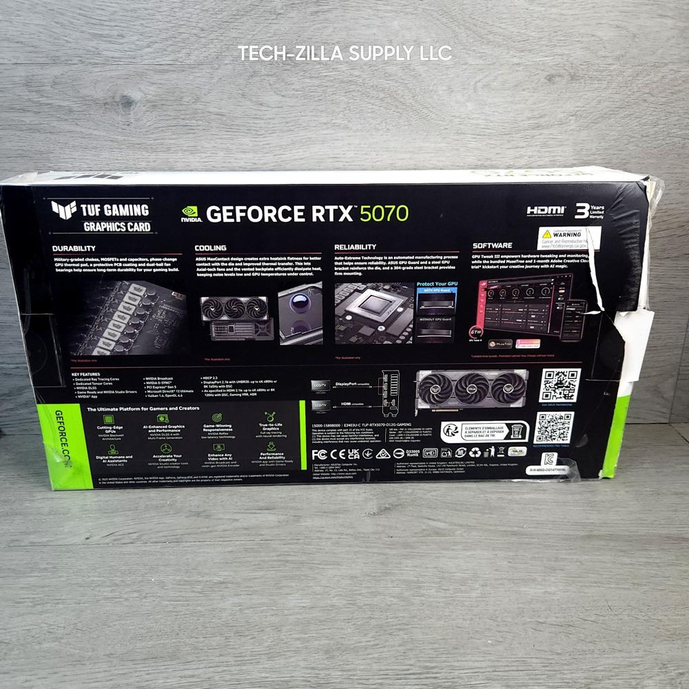 ASUS TUF Gaming GeForce RTX 5070 12GB GDDR7 GPU w/ Original Box & Adapter
