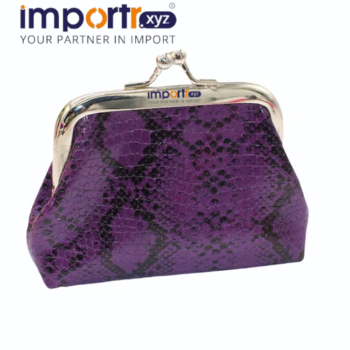 Snake Print PU Kiss Lock Coin Purse for Women - Small Mouth Gold Frame Pouch