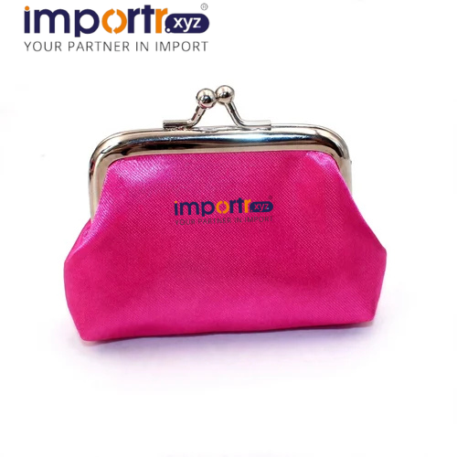 Solid Color Polyester Coin Purse with Metal Kiss Lock Clasp