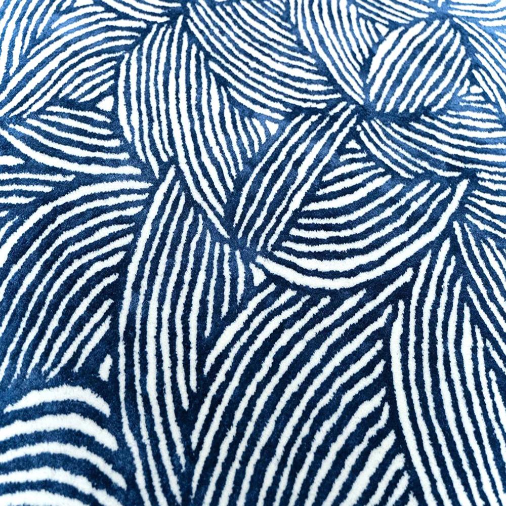 Round Blue and White Abstract Pattern Handmade Area Rug for Modern Home Decor
