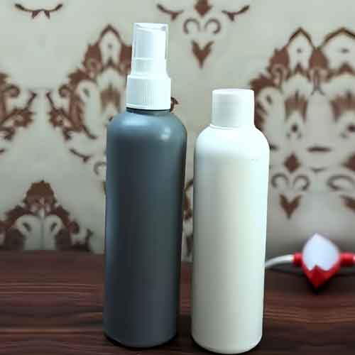 Hdpe Spray Bottle - High-density Polyethylene,  [Insert Capacity], White & Gray Colors, Round Shape, Screw Cap Sealing, Offset Printed Surface, Ideal For Chemical Storage And Versatile Liquid Applications