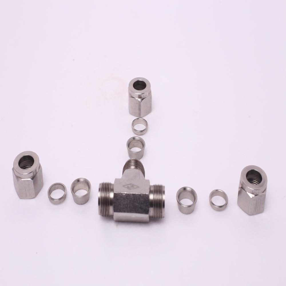 SS 304 double ferrule tee