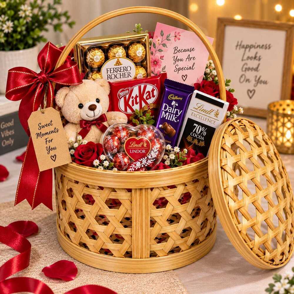 Bamboo Lid Gifting Basket