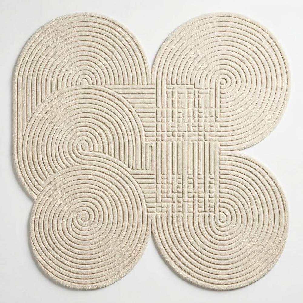 Modern Ivory Abstract Hand Tufted Rug