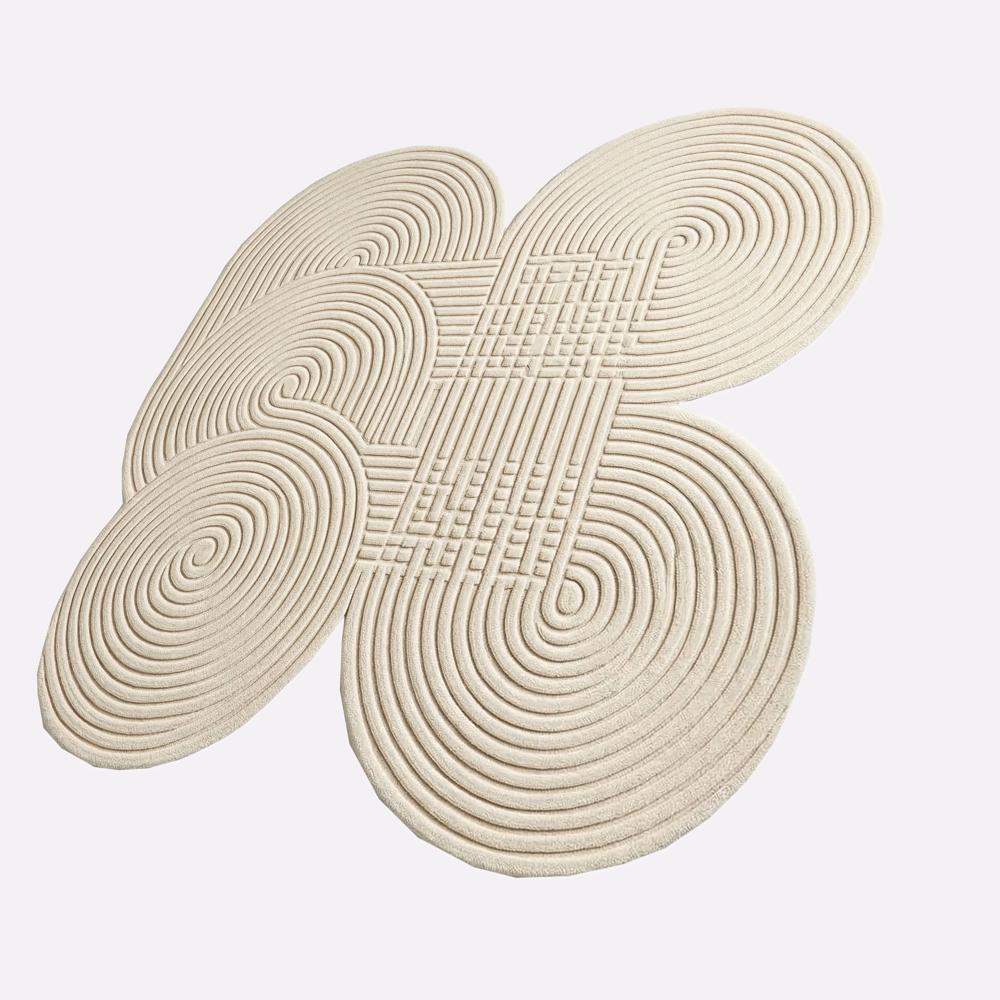 Modern Ivory Abstract Hand Tufted Rug