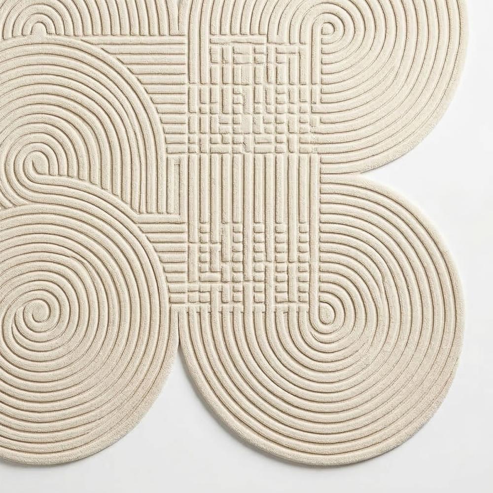 Modern Ivory Abstract Hand Tufted Rug