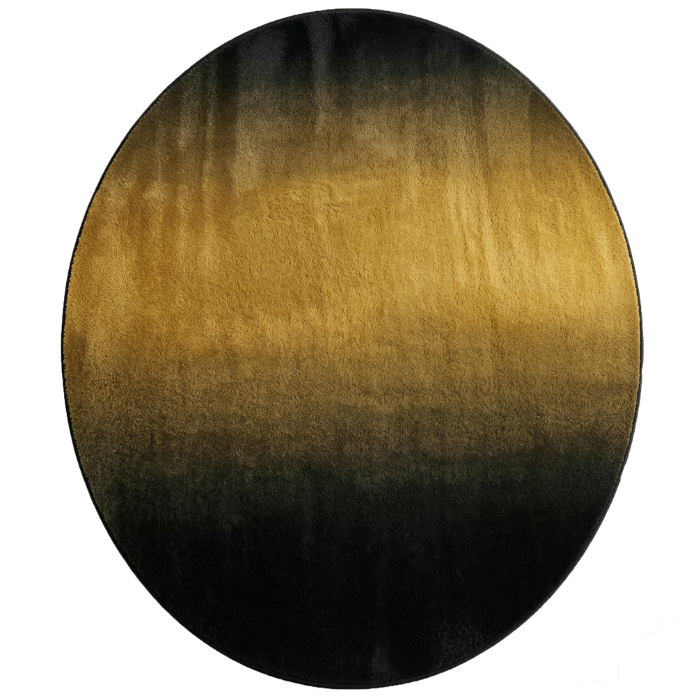 Round Black and Gold Gradient Tufted Rug