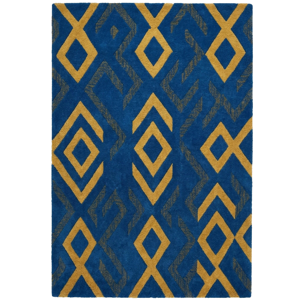 Blue & Yellow Diamond Rug