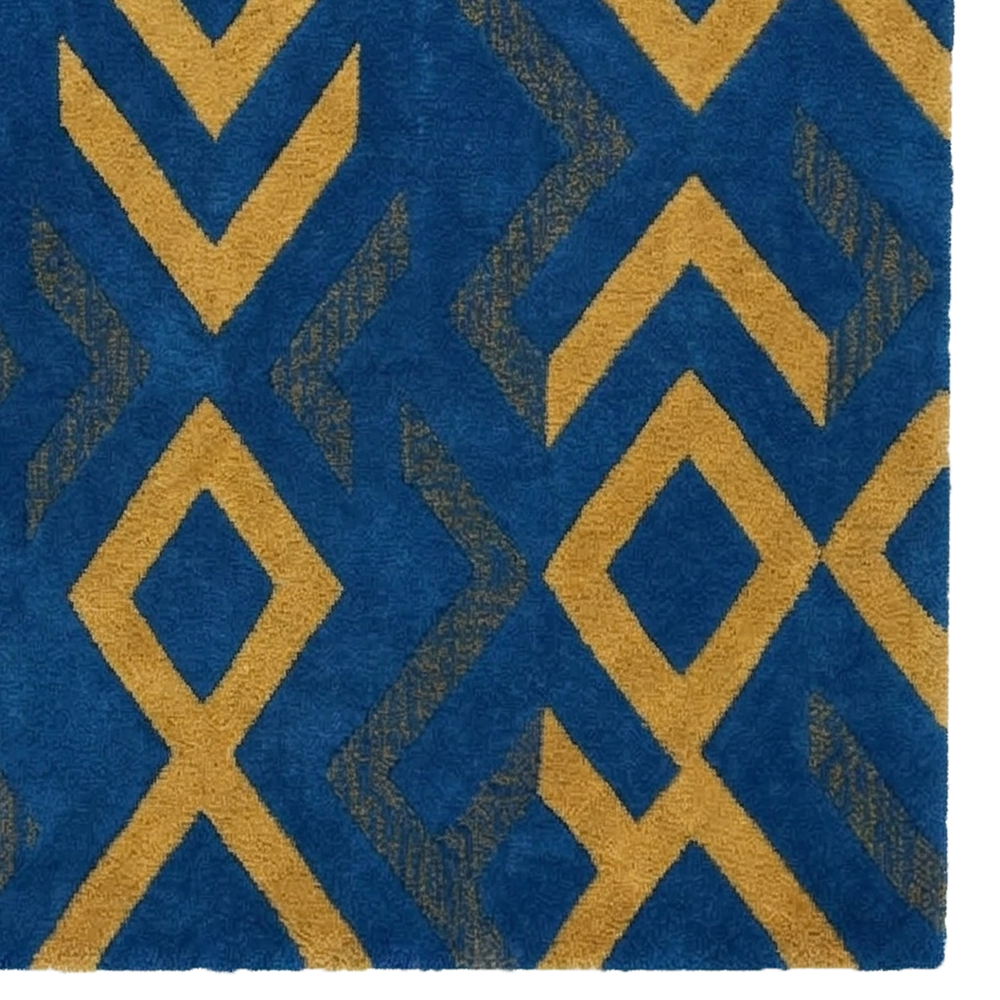 Blue & Yellow Diamond Rug