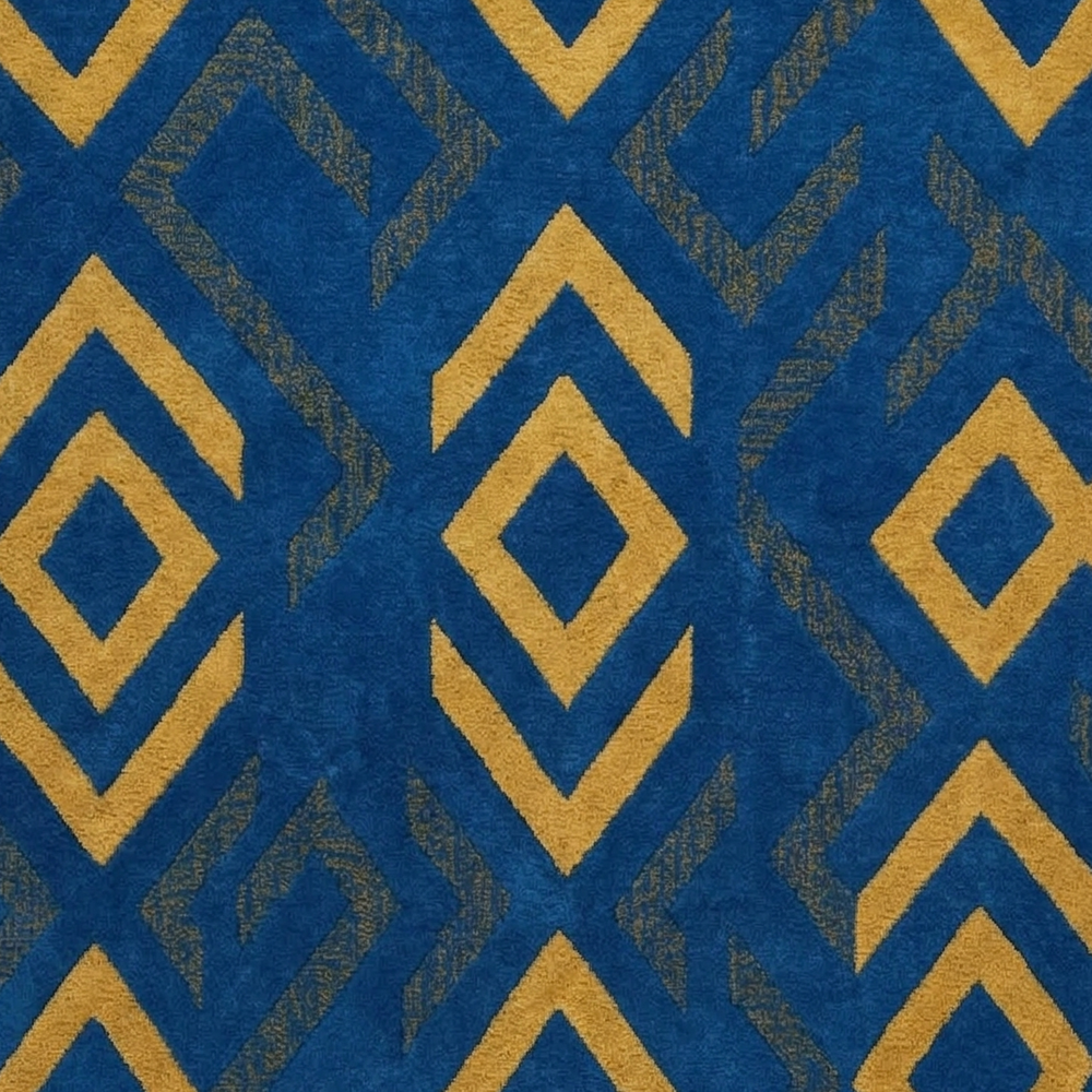 Blue & Yellow Diamond Rug