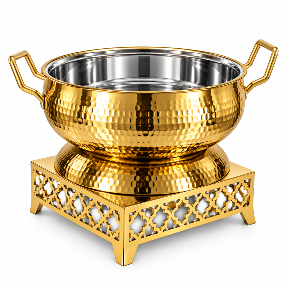 Copper Hinged Lid Chafing Dish - Color: Gold