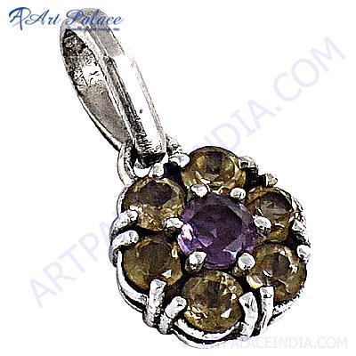 शीर्ष गुणवत्ता के आभूषण नीलम सिट्रीन रत्न चांदी का लटकन