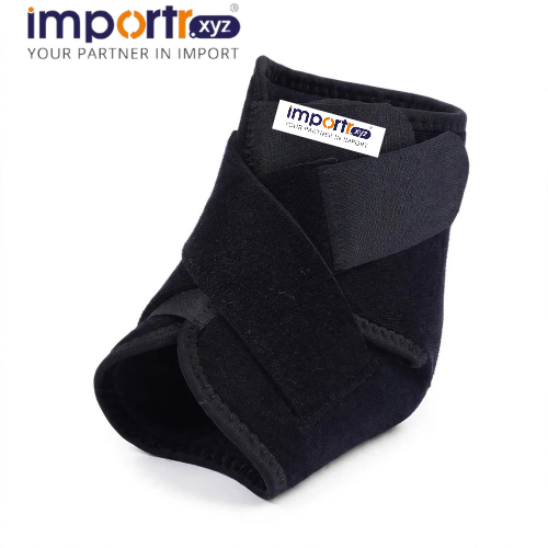 Black Adjustable Ankle Support Brace with Pressurized Strap - Football Basketball Sports Protection