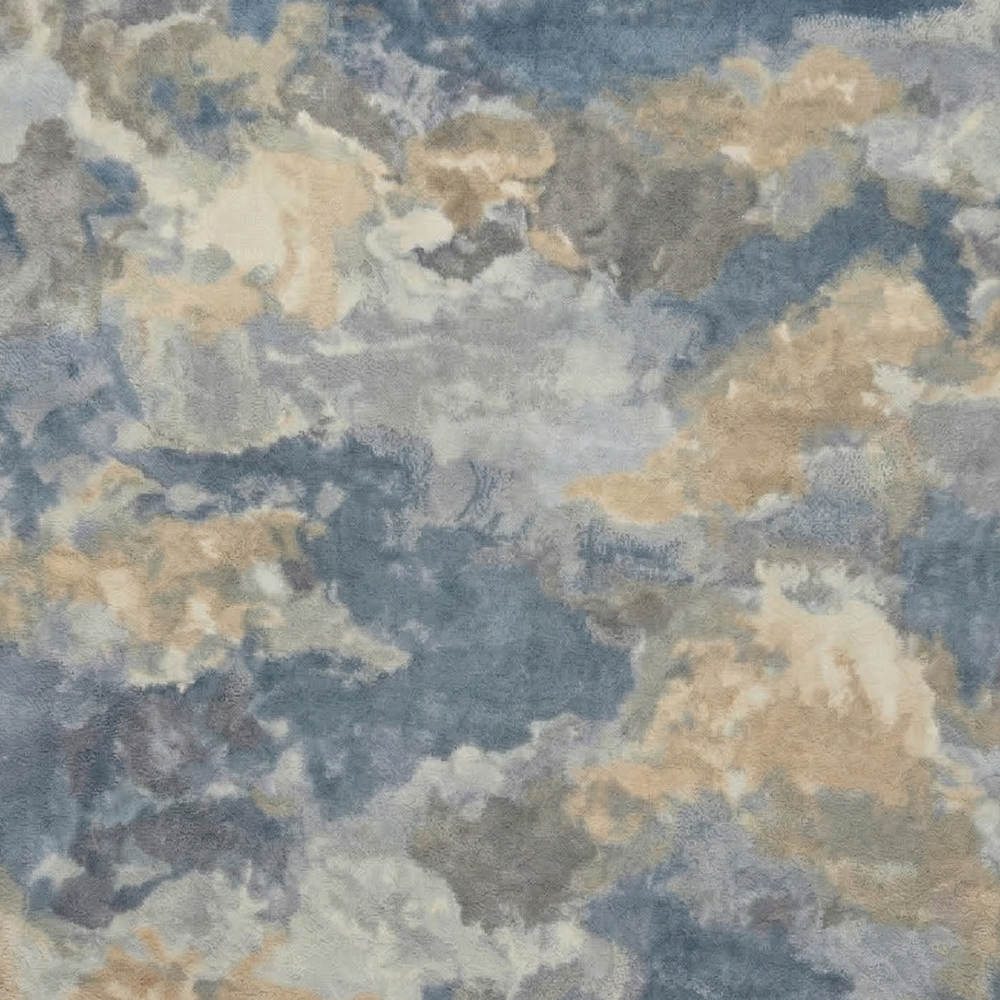 Hand Tufted Abstract Area Rug Blue Gray Beige Modern Design