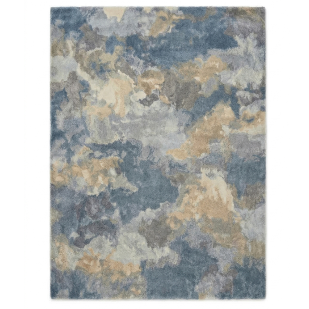 MAKE PLEASE TAITAL Hand Tufted Abstract Area Rug Blue Gray Beige Modern Design