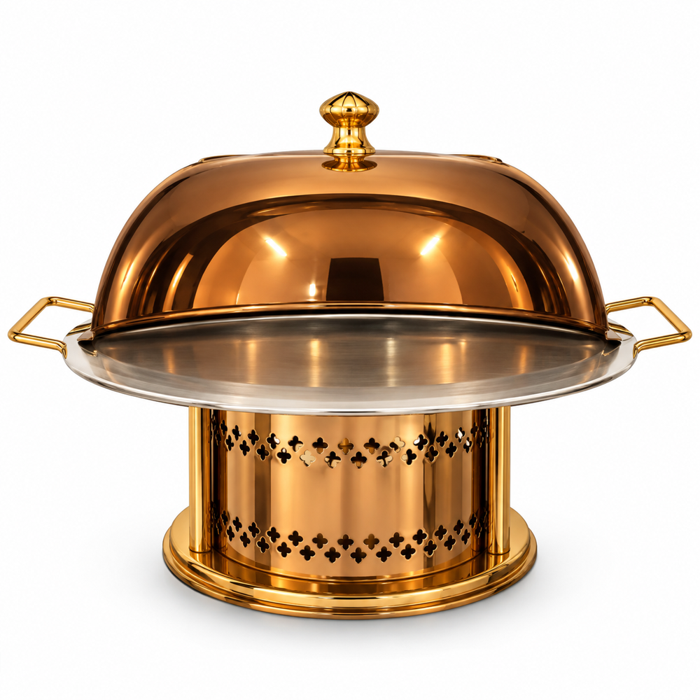 Copper Double Pan Chafing Dish - Color: Gold