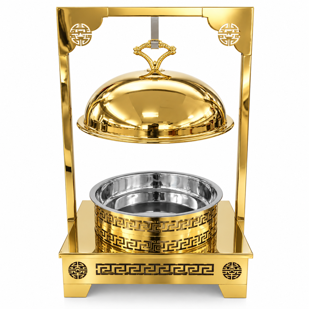 Copper Double Pan Chafing Dish - Color: Gold