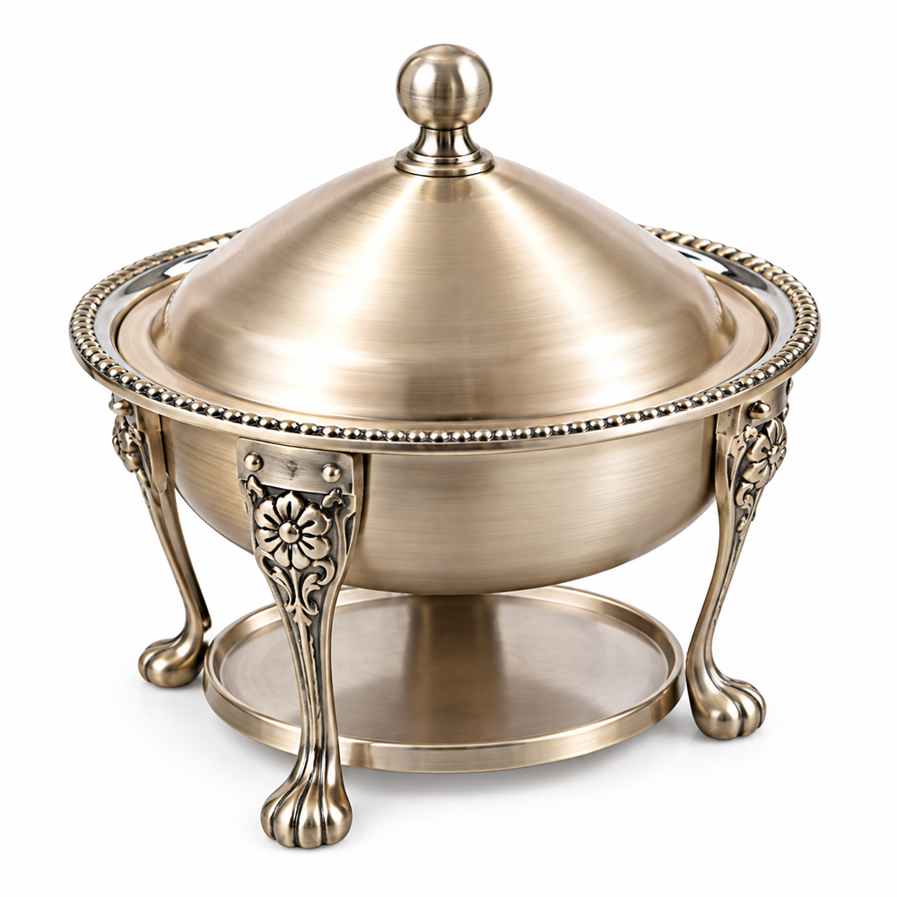 Copper Chafing Dish With Burner Stand - Color: Silver