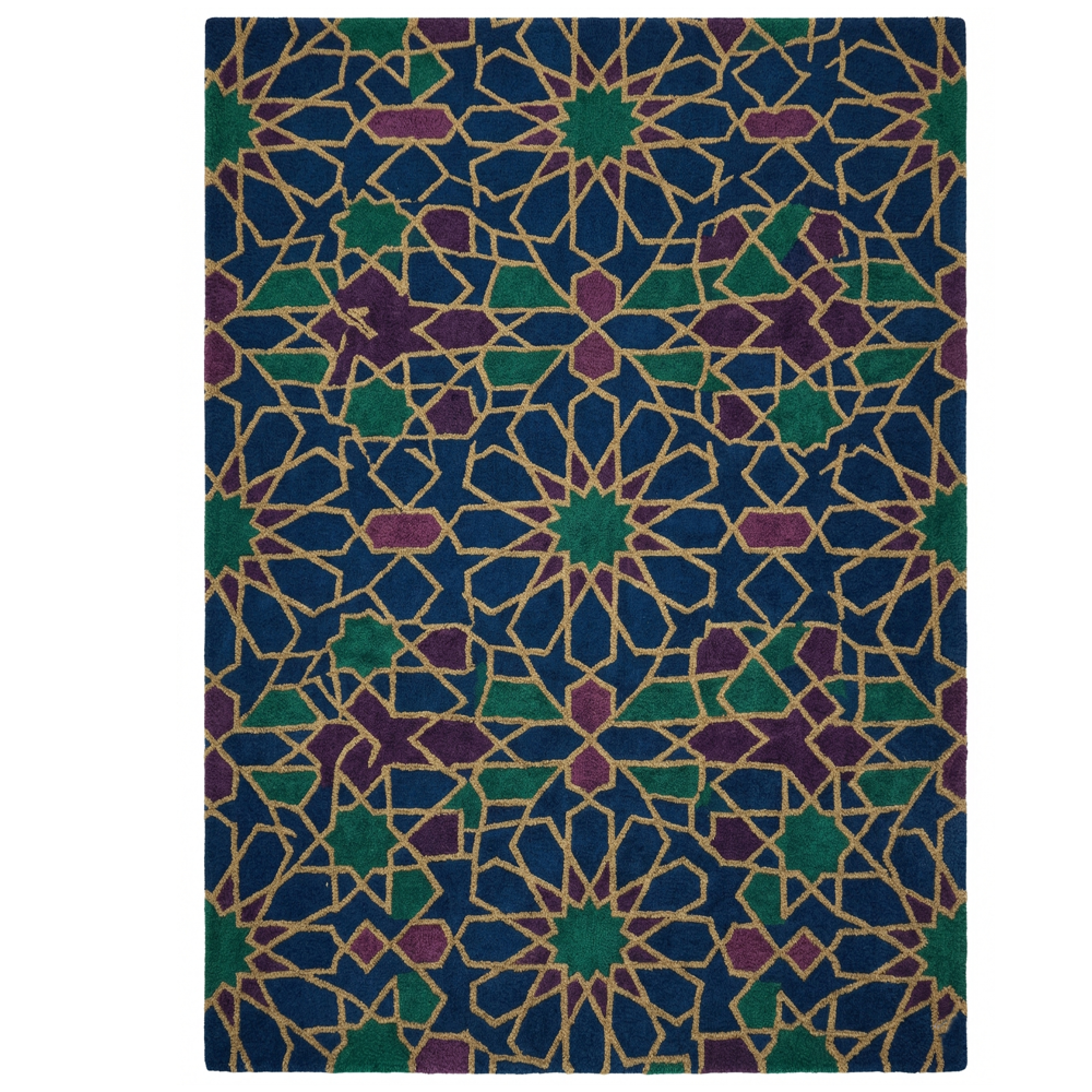 Royal Blue & Emerald Moroccan Geometric Area Rug
