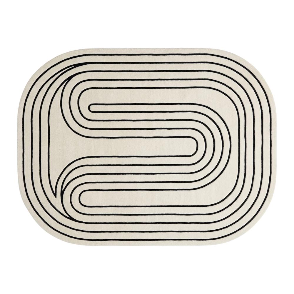 Modern Black & Beige Abstract Line Area Rug