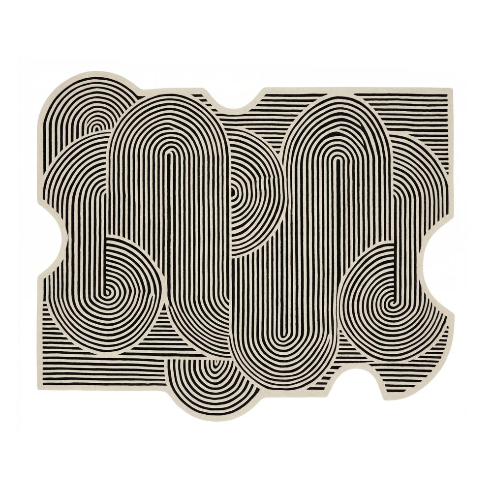 Modern Black & Beige Abstract Irregular Area Rug