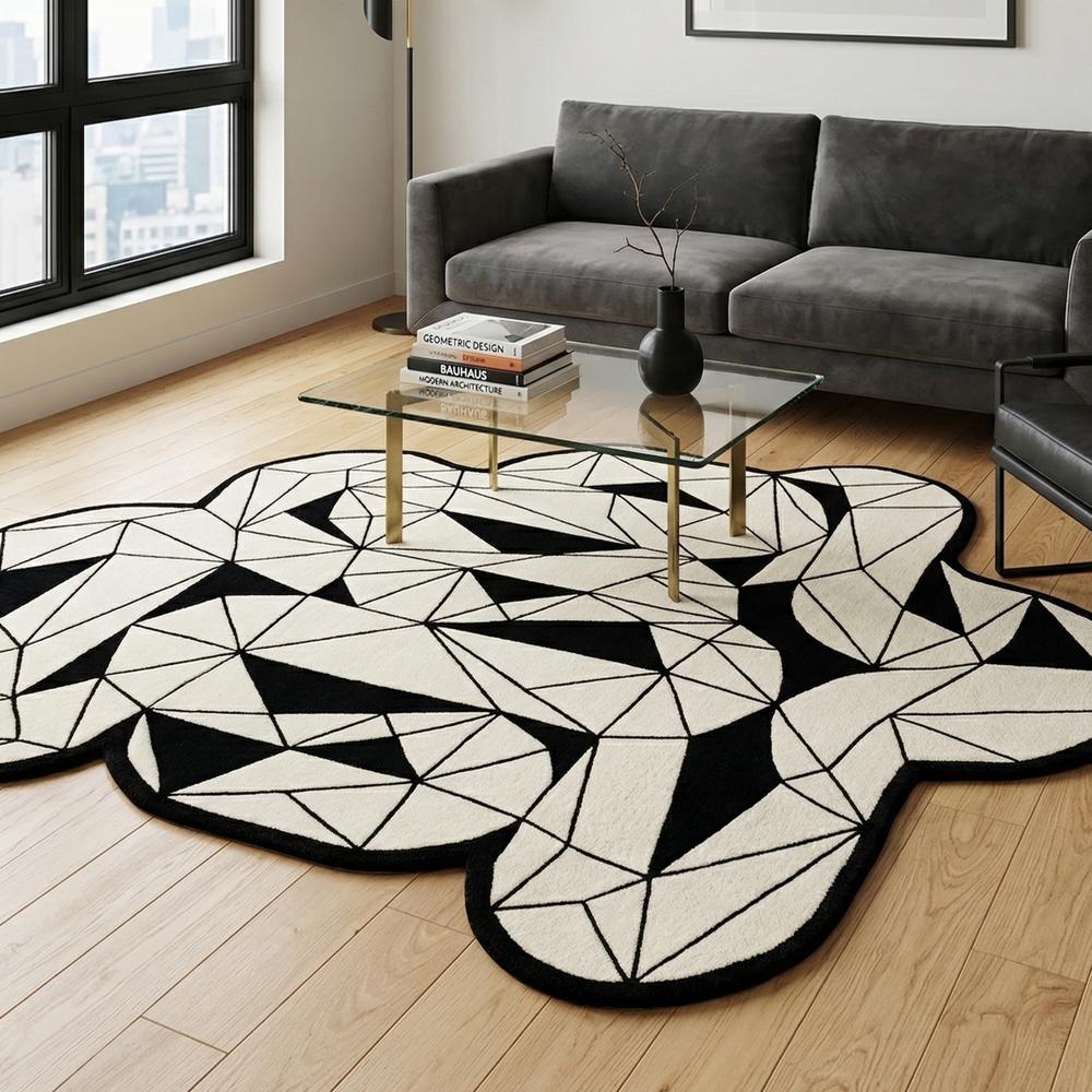 Hand Tufted Wool Irregular Geometric Rug