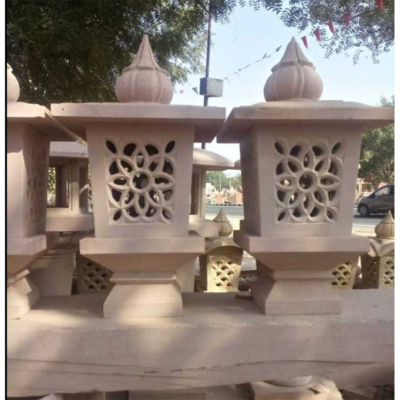 Carved Sandstone Lamp