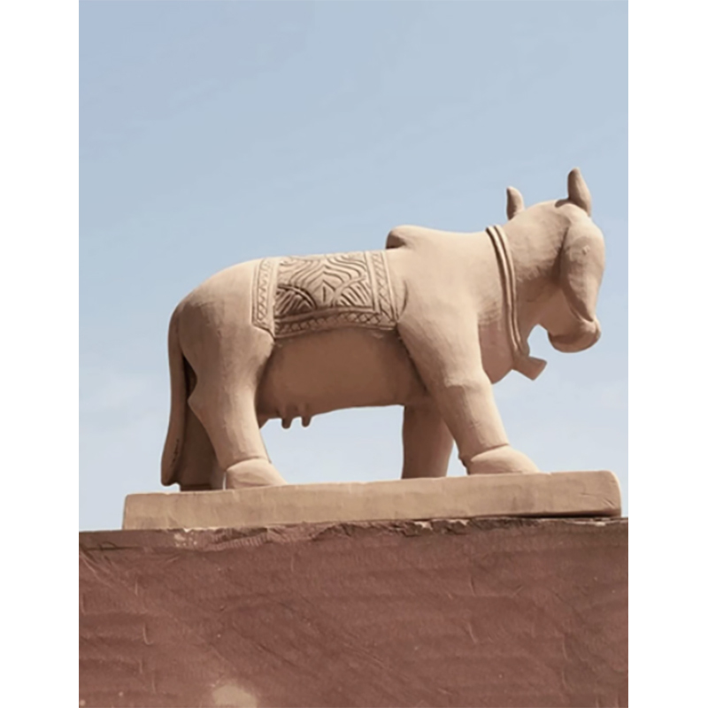 Pink sandstone Cow Sculpture 2 feet