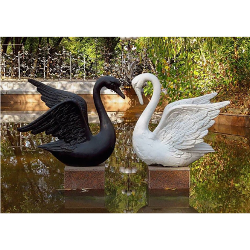 Black And White Baslana Marble Duck Statue 2feet