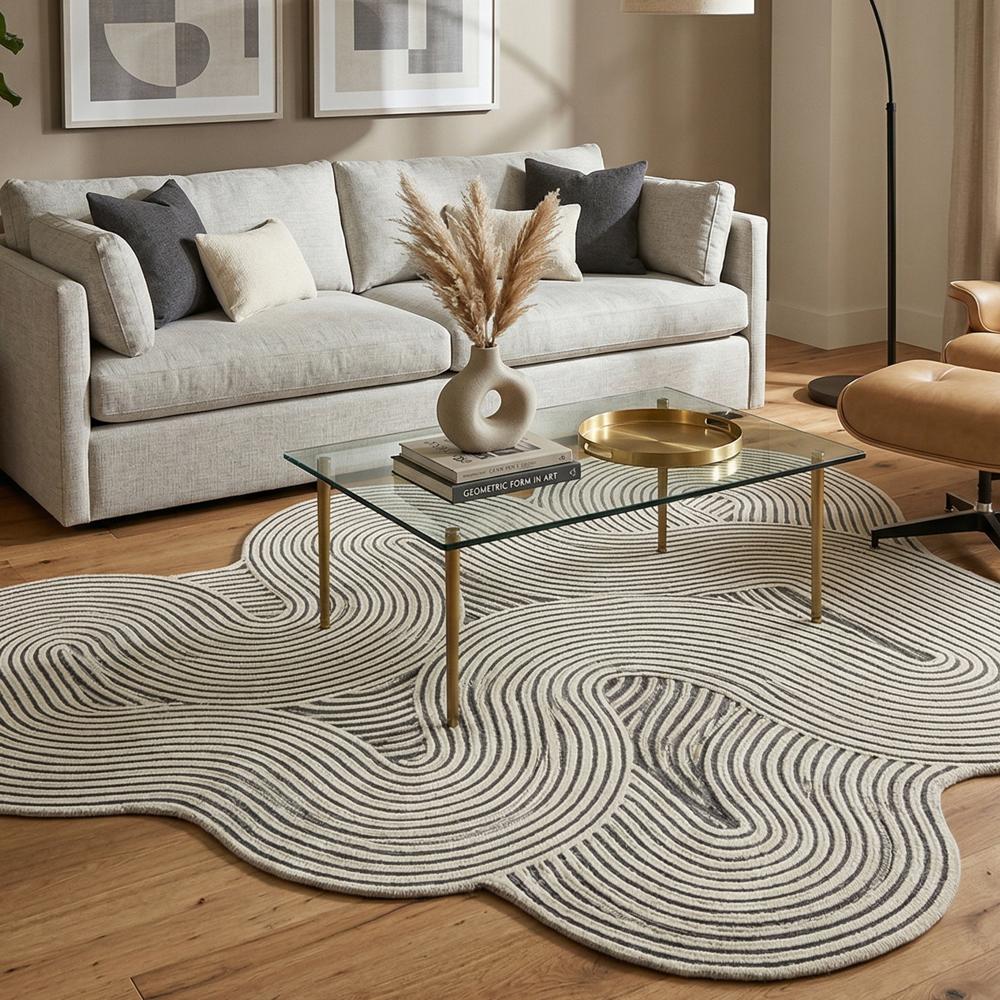 Hand-Tufted Wool Irregular Geometric Rug