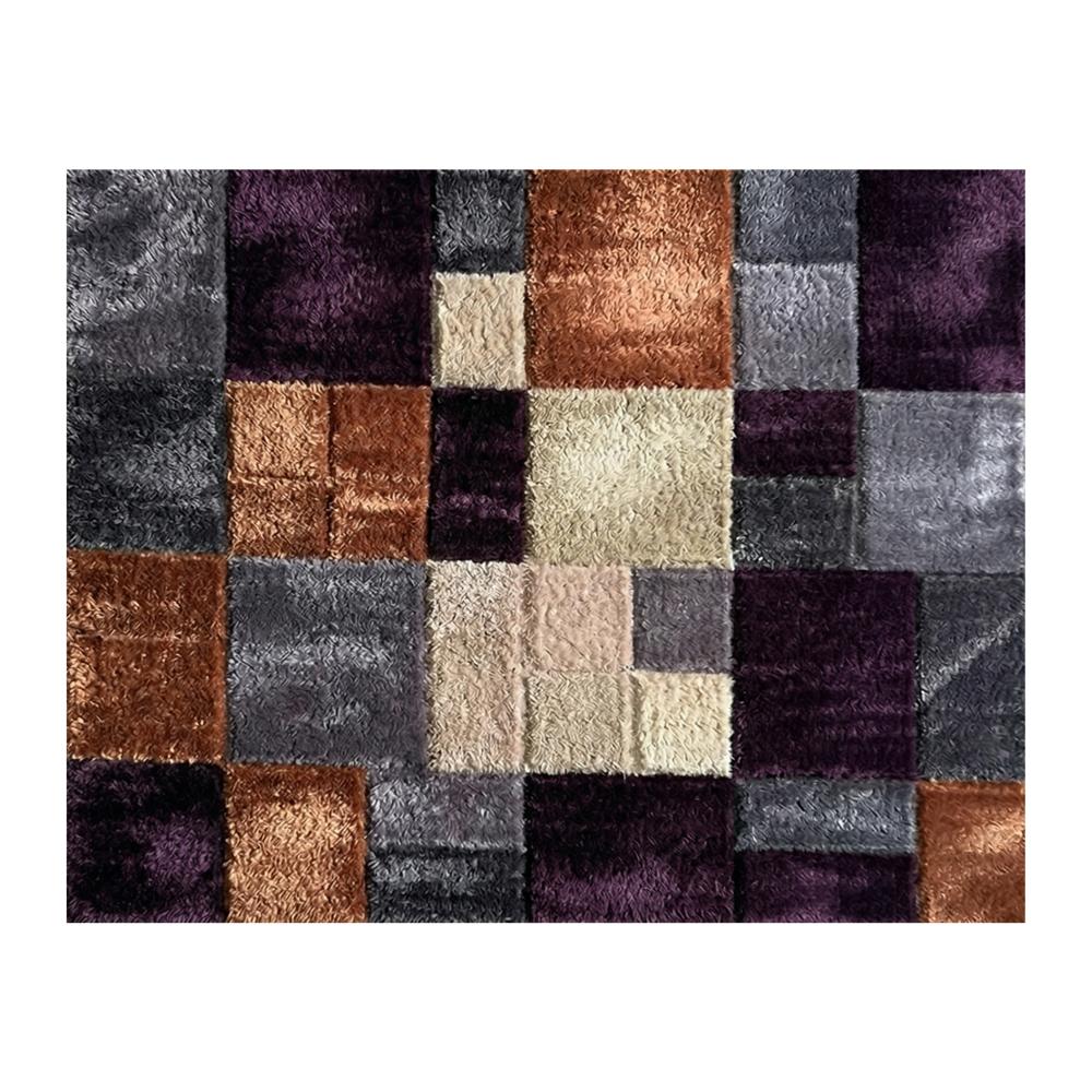 Handmade Wool Silk Modern Geometric Patchwork Rug