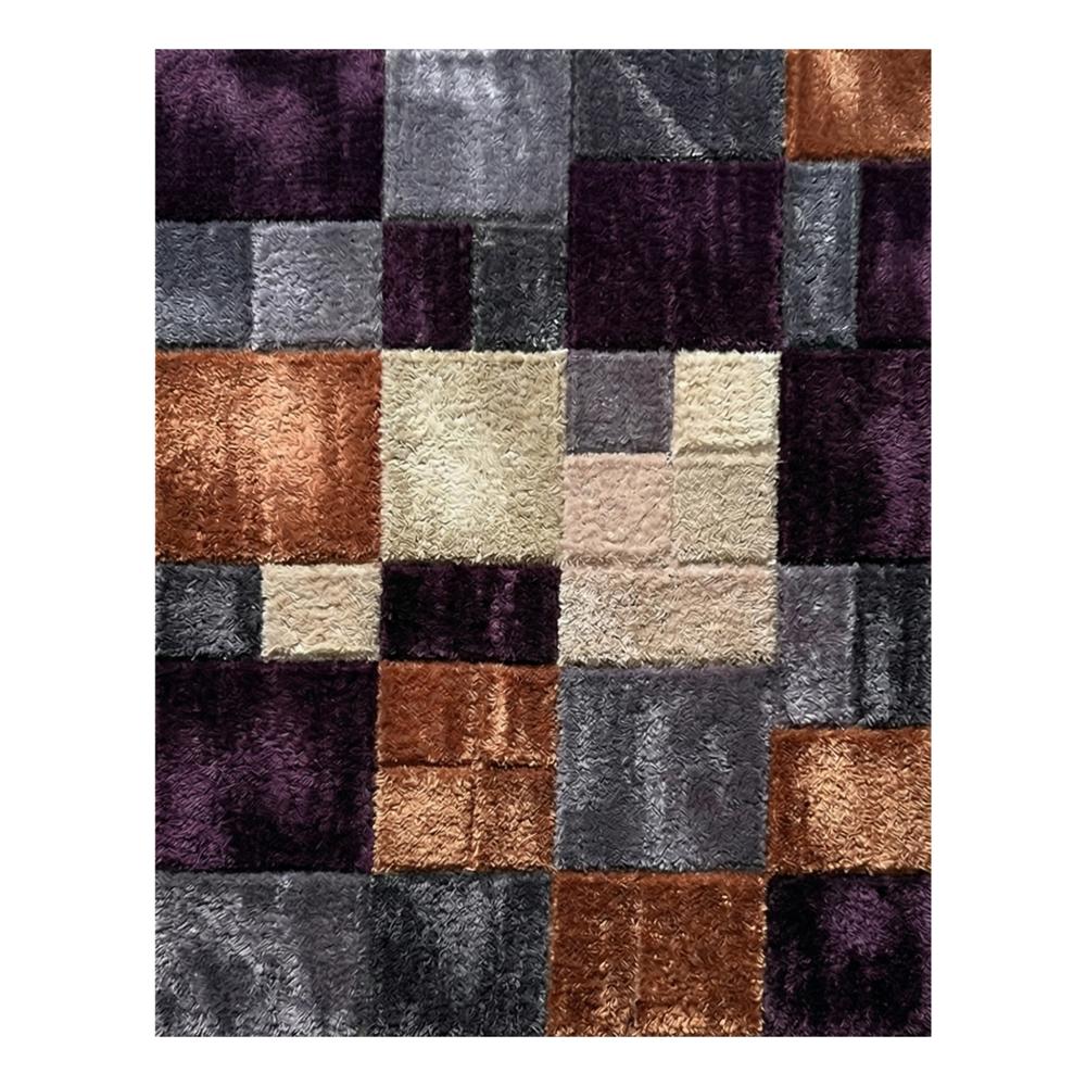 Handmade Wool Silk Modern Geometric Patchwork Rug - Color: All