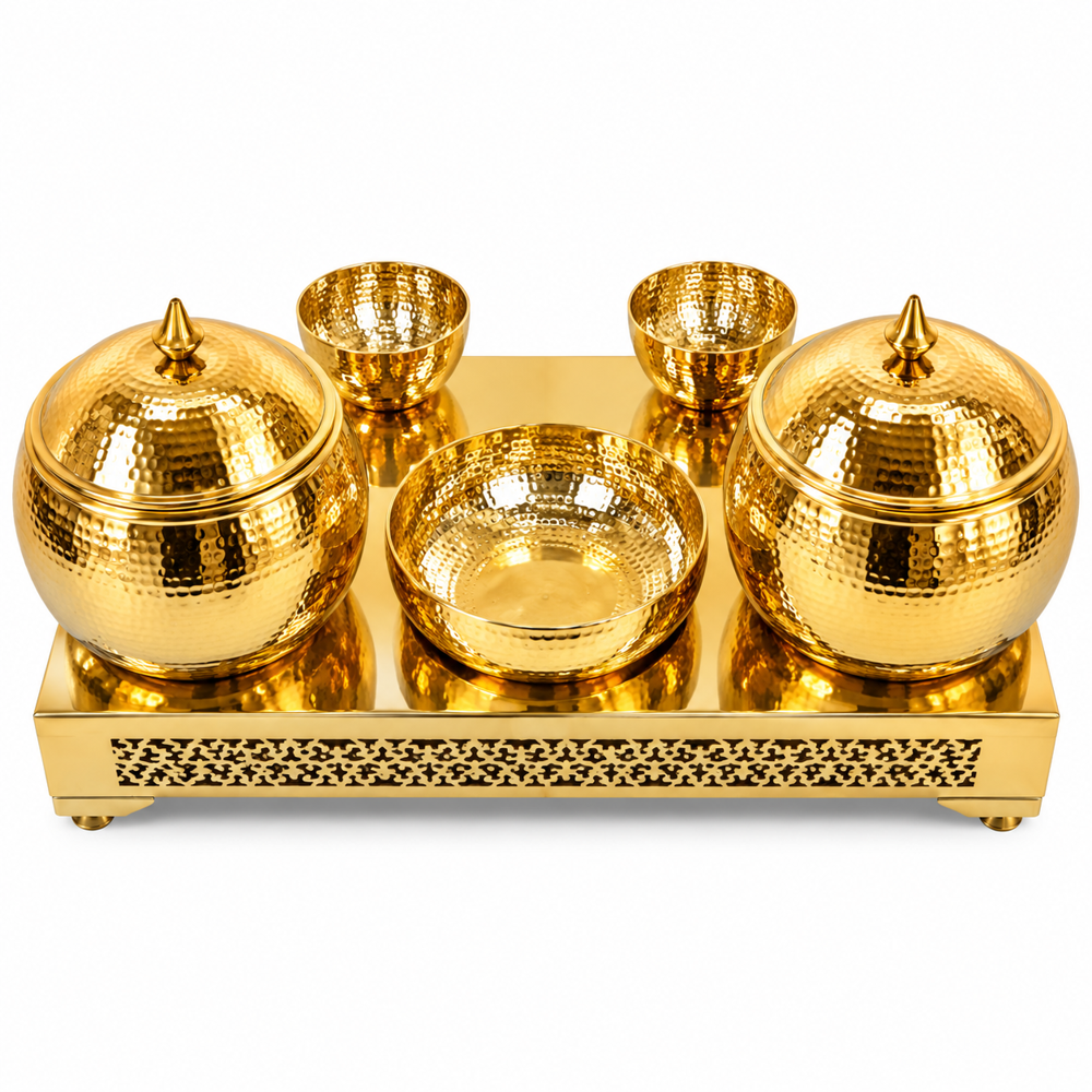 Embossed Design Buffet Dish - Color: Gold