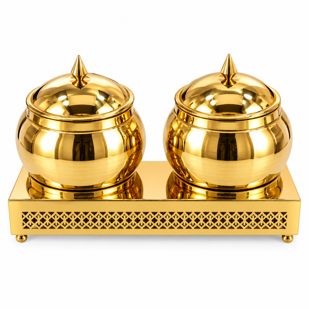 Embossed Design Buffet Dish - Color: Gold