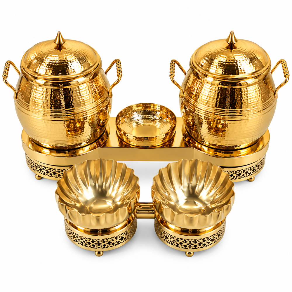 Embossed Design Buffet Dish - Color: Gold